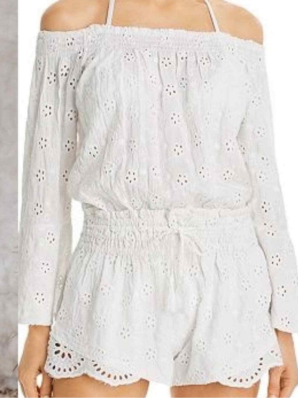Surf Gypsy White Off the Shoulders Eyelet Romper Medium